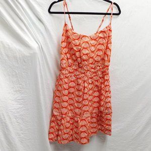 Anthropologie 3XL Orange & White Shell Print Cotton Mini Dress New NWT $140